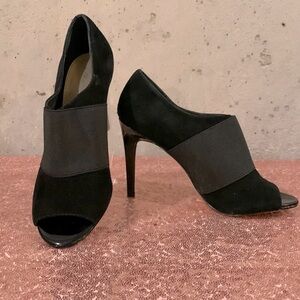 Calvin Klein Black Suede Shandy Peep-Toe Booties - Size 7